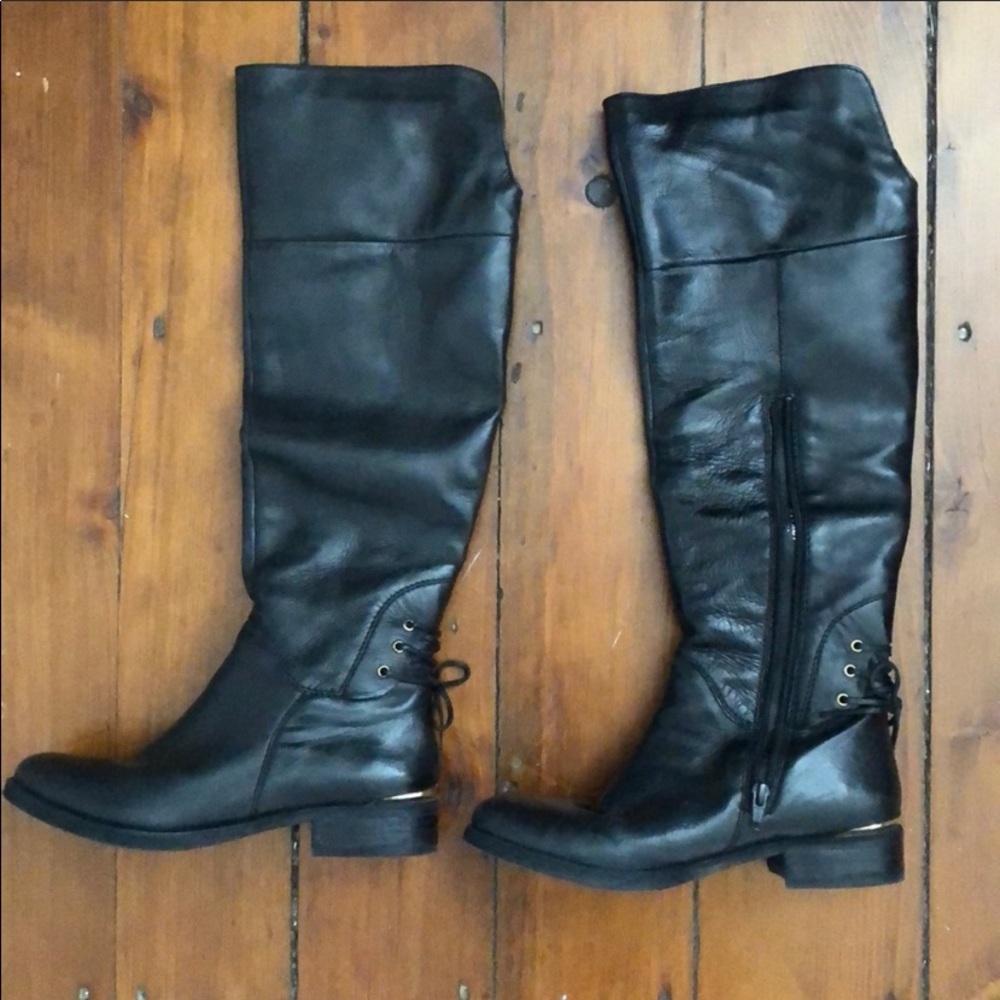 Steve Madden Black Knee High Zipper Boots